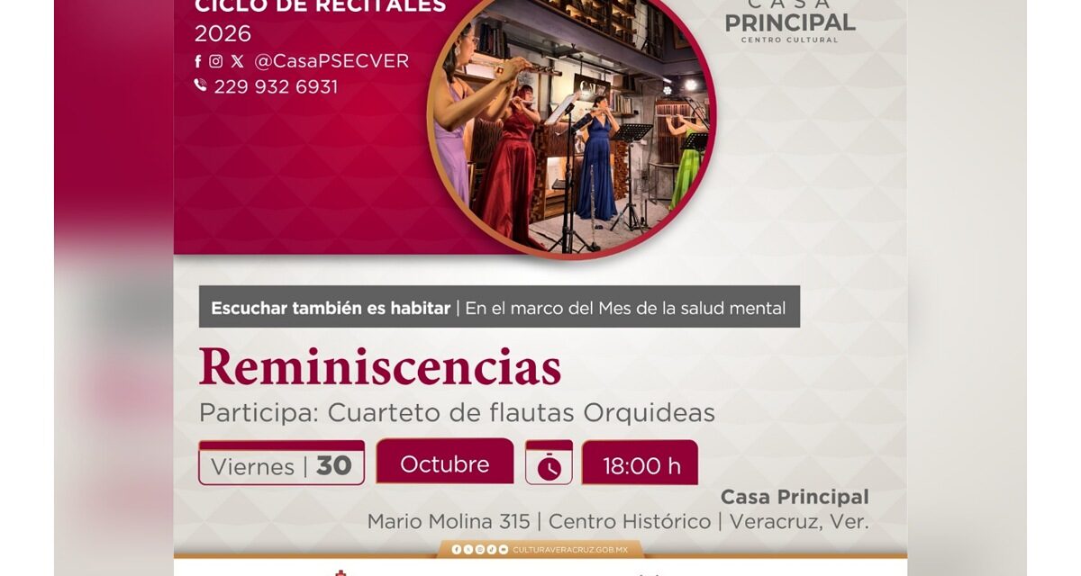 Ciclo de recitales musicales durante octubre, en el Centro Cultural Casa Principal
