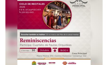 Ciclo de recitales musicales durante octubre, en el Centro Cultural Casa Principal