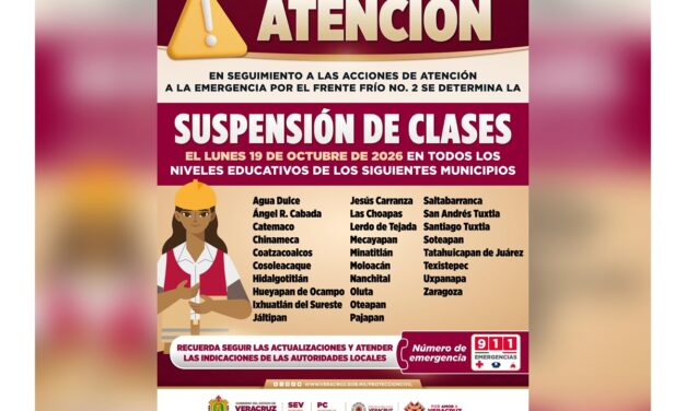 Gobierno del Estado suspende clases en 28 municipios ante efectos del FF2