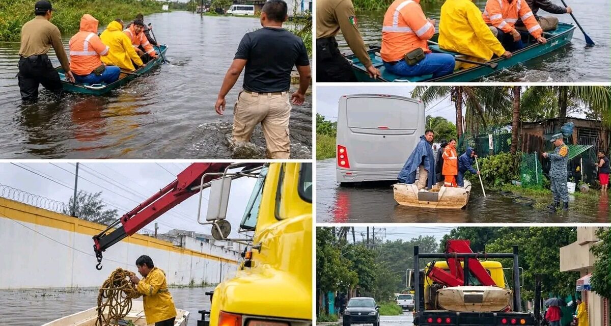 Evacuan a vecinos en zonas de alto riesgo en Coatzacoalcos por ascenso en niveles de agua