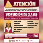 Continua suspensión de clases en 10 municipios en el sur de Veracruz