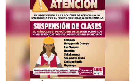 Continúa suspensión de clases en 8 municipios en el sur de Veracruz