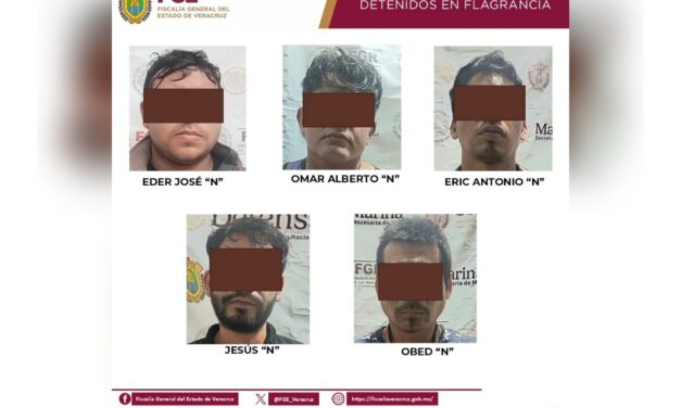 En Jáltipan, cinco detenidos en flagrancia con armas, presunta droga y equipo táctico como resultado de despliegue operativo