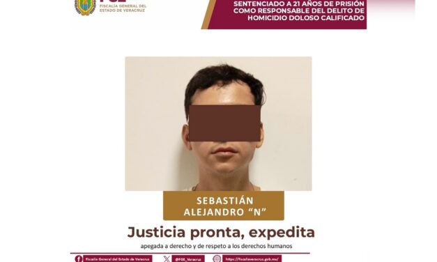 Pena de 21 años en contra de responsable de homicidio en la ciudad de Veracruz